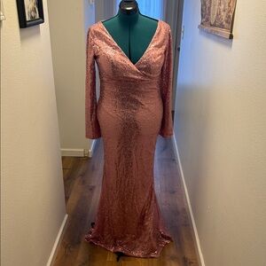 Elegant Pink Sequin Gown